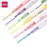 得力（deli）6色雙頭熒光筆 醒目標(biāo)記筆 手帳可用水性記號筆6支/盒   開學(xué)