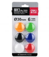 得力（deli） 磁釘30mm 白板磁扣釘白板專用吸力強(qiáng)吸鐵石 6個(gè)顏色 7825 磁粒