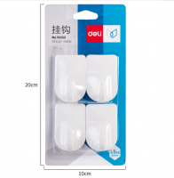 得力(deli)強(qiáng)力粘膠掛鉤 掛衣鉤 廚房浴室墻壁免釘門后掛衣鉤 19353 4只/卡（承重1.5kg）